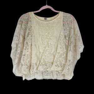 Fossil Lacy Boxy Blouse, Shabby Victorian, Bohemian, Casual or Dress sz XS